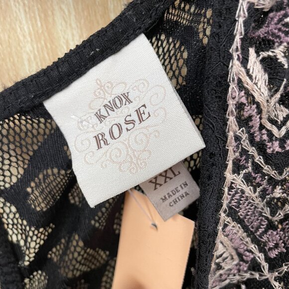 Knox Rose Black Embroidered Top Size XXL - Picture 2 of 7